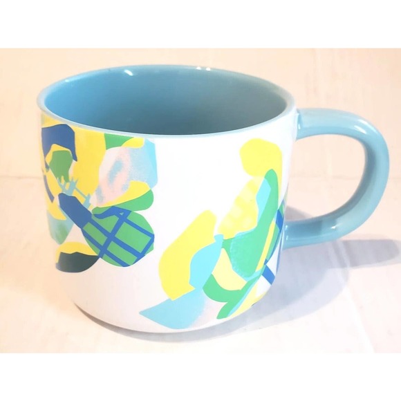 Starbucks Citrus Floral Coffee Mug Ceramic Yellow Blue 14oz 2023 Easter - Picture 5 of 10